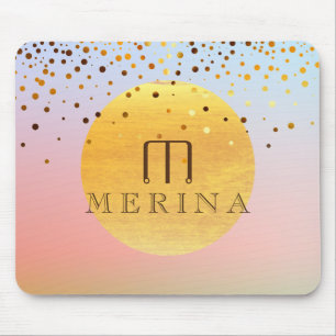 Alfombrilla De Ratón Sunset Sunrise Confetti Purpurina Moon Watercolor