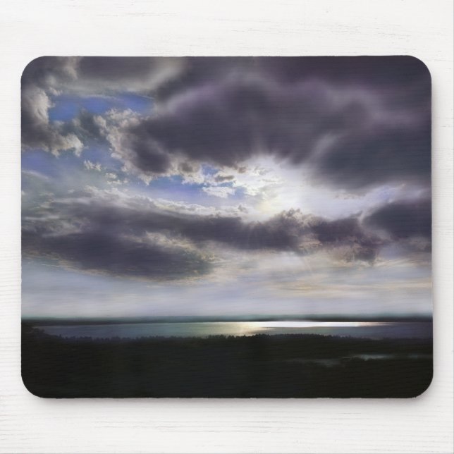 Alfombrilla De Ratón Sunset sunrise lakeshline skyline ocean painting (Frente)