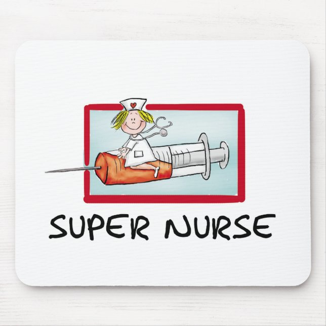 Alfombrilla De Ratón supernurse - enfermera chistosa del dibujo animado (Frente)