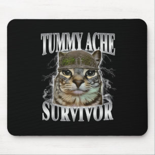 Alfombrilla De Ratón Superviviente de Dolor de Barriga Meme de Gato Div