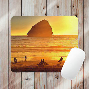 Alfombrilla De Ratón Surf al atardecer y ciclismo Cabo Kiwanda Oregon