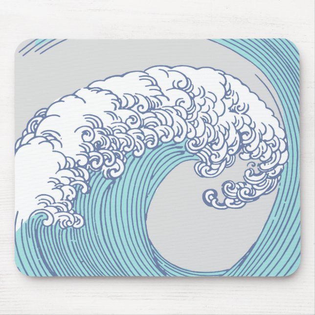 Alfombrilla De Ratón Surf asiático japonés ondea arte oceánico (Frente)