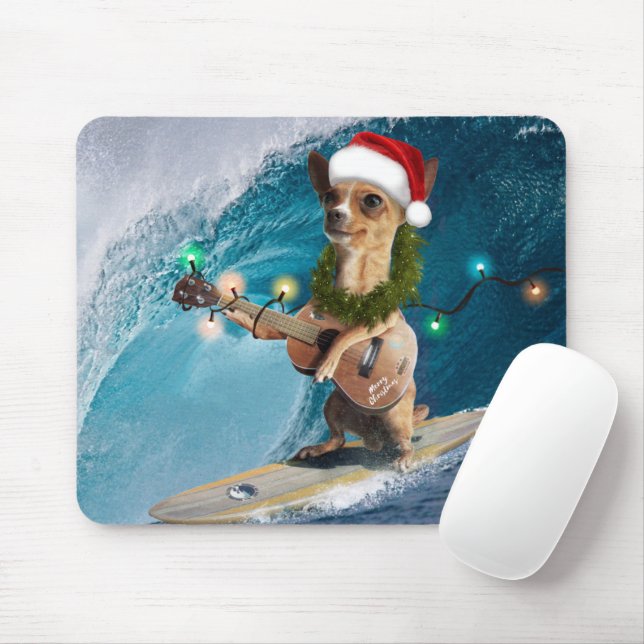 Alfombrilla De Ratón Surf Chihuahua navidades (Con ratón)