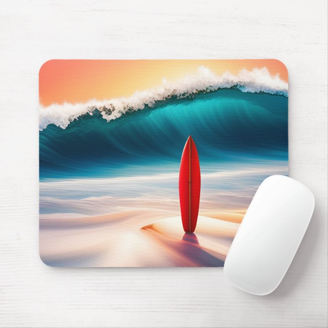 Alfombrilla De Ratón Surfboard con ola grande (Con ratón)