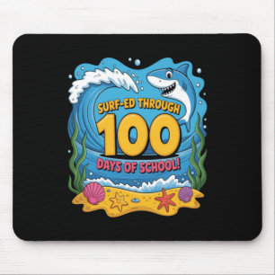 Alfombrilla De Ratón Surfeó 100 Días De Escuela Tiburón Divertido