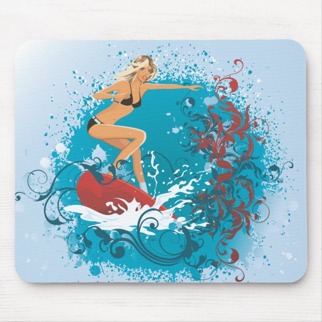 Alfombrilla De Ratón Surfer Chica 1 Mousepad (Frente)