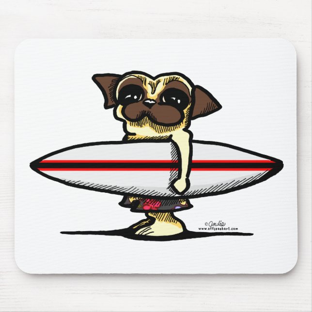 Alfombrilla De Ratón Surfer Pug (Frente)