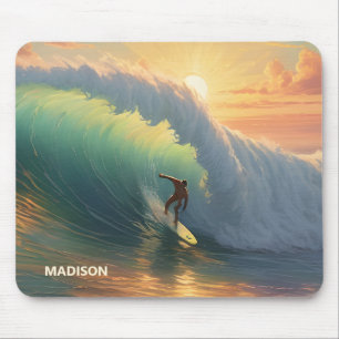 Alfombrilla De Ratón Surfing de nombre personalizado