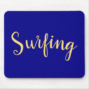 Alfombrilla De Ratón SURFING Elegant Script Proep Royal Blue Background