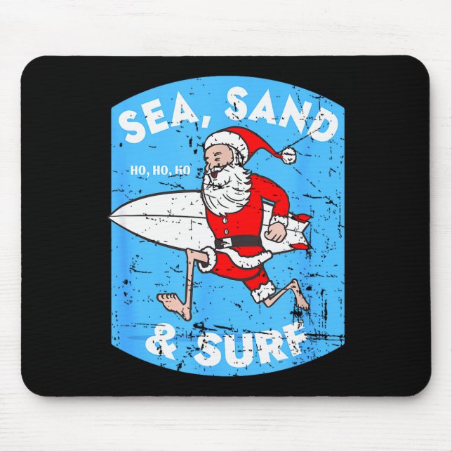 Alfombrilla De Ratón Surfing Santa - Christmas Surfboarding Santa Claus (Frente)