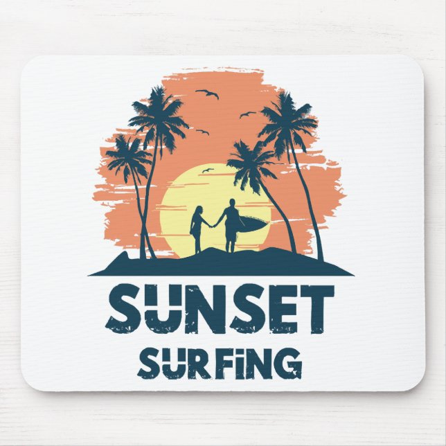 Alfombrilla De Ratón Surfing - Surfing al atardecer (Frente)
