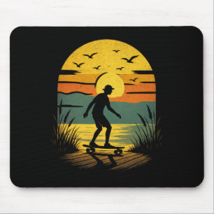 Alfombrilla De Ratón Surfista al atardecer - Playa de surf retro vintag
