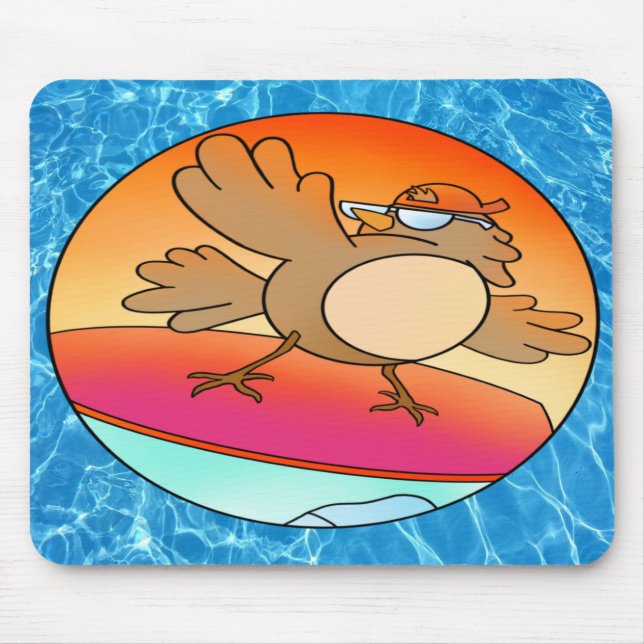 Alfombrilla De Ratón Surfista De Aves De Verano (Frente)
