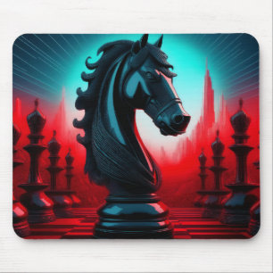 Alfombrilla De Ratón Surreal intrincada pieza de ajedrez Black Knight