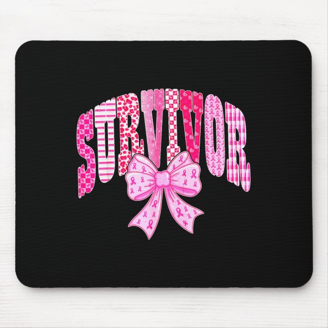 Alfombrilla De Ratón Survivor Nk Ribbon Coquette Bow Breast Cancer Awar (Frente)