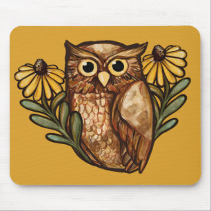 Alfombrilla De Ratón Susan Owl Flower Owls Black Eyed