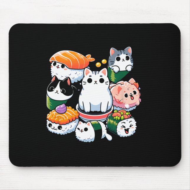 Alfombrilla De Ratón Sushi Anime Cat Sushi Lover Regalo (Frente)