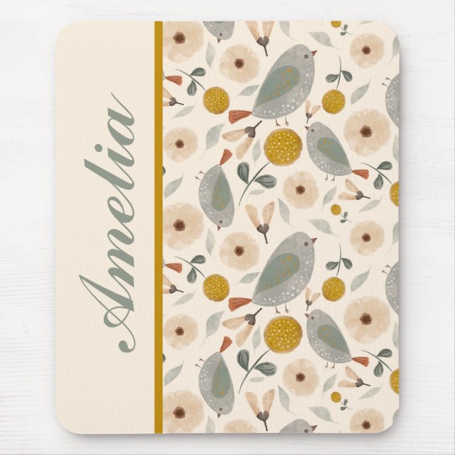 Alfombrilla De Ratón Sweet Little Birds Personalized Mousepad (Frente)