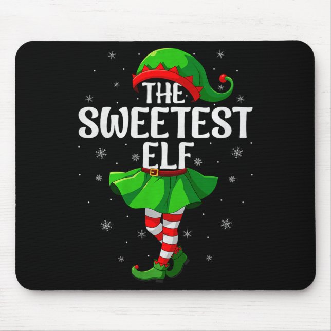 Alfombrilla De Ratón Sweetest Elf Christmas Girls Women Elf Squad Xmas  (Frente)