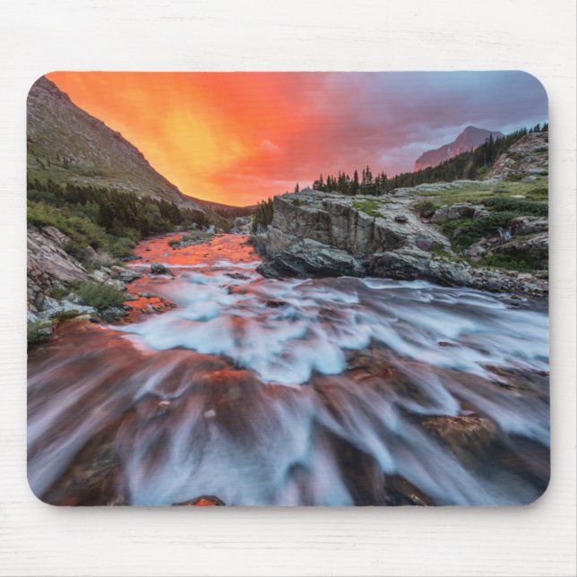 Alfombrilla De Ratón Swiftcurrent Falls | Glacier National Park Montana (Frente)
