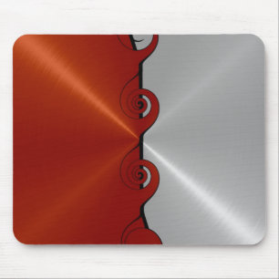 Alfombrilla De Ratón Swirl Metalizado de acero inoxidable rojo y platea