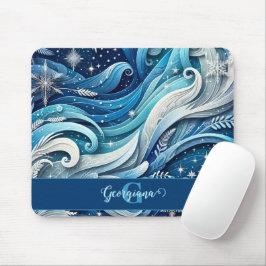 Alfombrilla De Ratón Swirls de invierno ondulado y azul y escarpado per
