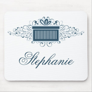 Alfombrilla De Ratón Swirls de vacaciones Present Mousepad, Azul