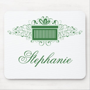 Alfombrilla De Ratón Swirls de vacaciones Present Mousepad, Verde