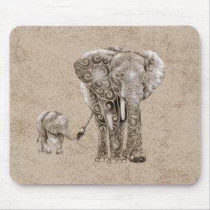 Alfombrilla De Ratón Swirly Elephant Family
