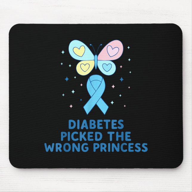 Alfombrilla De Ratón T1d Diabetes Warrior Butterfly Princess Diabetes A (Frente)