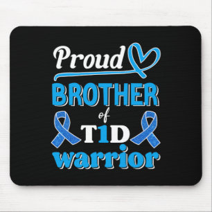 Alfombrilla De Ratón T1d Hermano Orgulloso Diabetes Conciencia Cinta Az