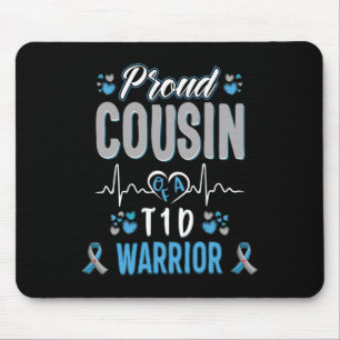 Alfombrilla De Ratón T1D orgulloso primo orgulloso Diabetes Conciencia 