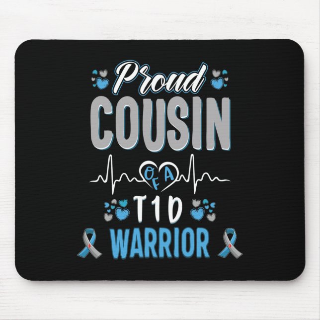 Alfombrilla De Ratón T1D orgulloso primo orgulloso Diabetes Conciencia  (Frente)
