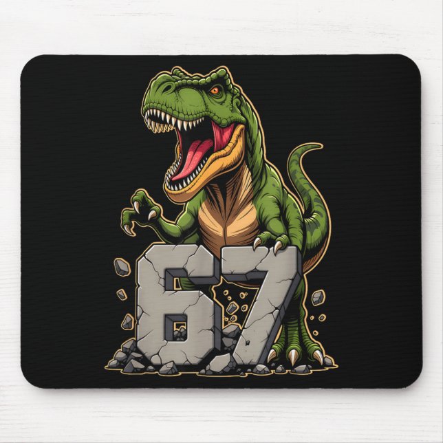 Alfombrilla De Ratón T-rex Dinosaur Funny Six Seven Meme Cool Tyrannosa (Frente)
