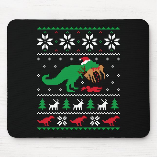 Alfombrilla De Ratón T Rex Eating Reindeer Funny Dinosaur Christmas Ugl (Frente)
