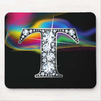 Alfombrilla De Ratón "T" Sonido de diamantes con batido de arco iris Mo