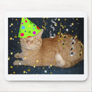 Alfombrilla De Ratón Tabby Cat Naranja de la fiesta de cumpleaños