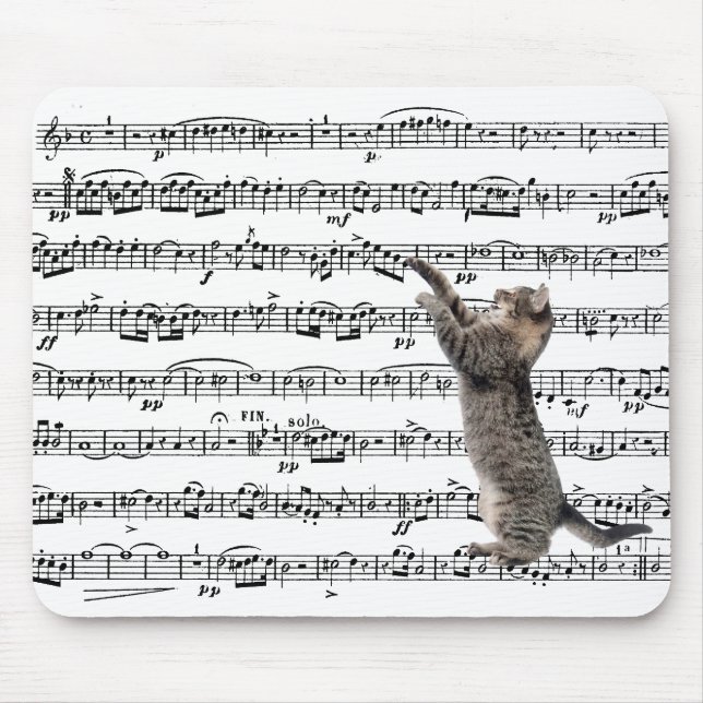 Alfombrilla De Ratón Tabby Cat On Sheet Music (Frente)