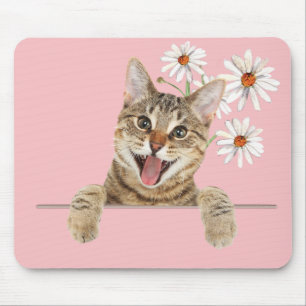 Alfombrilla De Ratón Tabby Cat y Daisies Mouse Pad