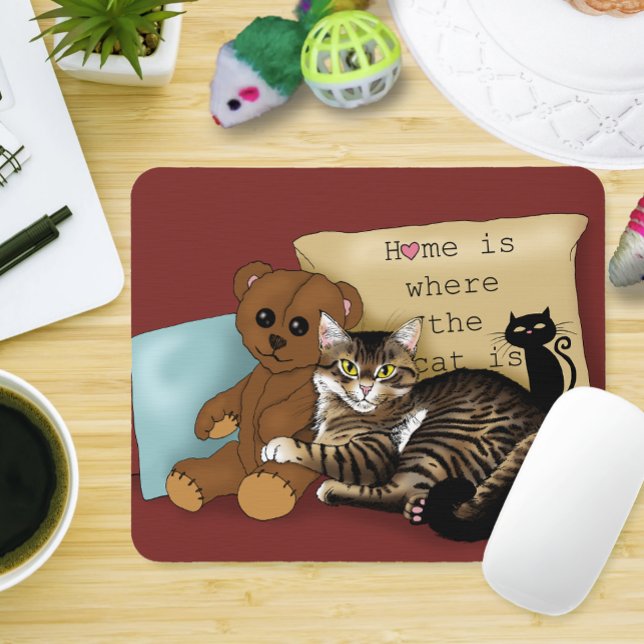 Alfombrilla De Ratón Tabby Home Burgundy Cat (Subido por el creador)