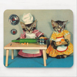 Alfombrilla De Ratón tabby kitten chef y tabby kitten asistente