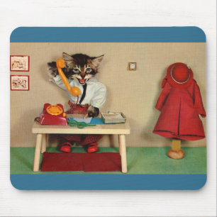 Alfombrilla De Ratón tabby kitten secretario RPPC