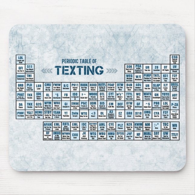 Alfombrilla De Ratón Tabla periódica de Texting (azul) (Frente)