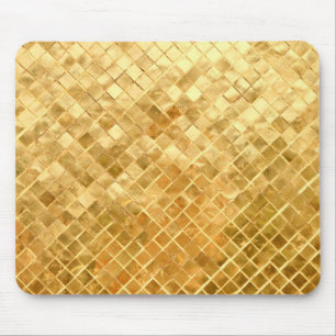 Alfombrilla De Ratón Tablero de cheques dorados de otoño