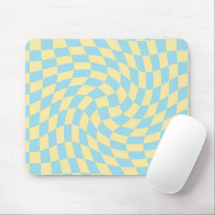 Alfombrilla De Ratón Tablero retro azul amarillo pastel