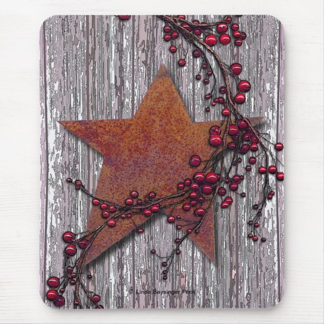 Alfombrilla De Ratón Tableros del granero con la estrella aherrumbrada (Frente)