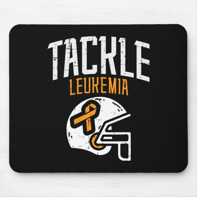 Alfombrilla De Ratón Tackle Leukemia Helmet Orange Ribbon Blood Cancer  (Frente)