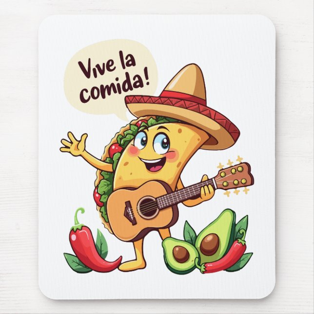 Alfombrilla De Ratón Taco Fiesta mit Gitarre und hispanischem Flair (Frente)
