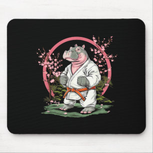 Alfombrilla De Ratón Taekwondo Hippo Kickboxing Animall Jiu-Jitsu Kung