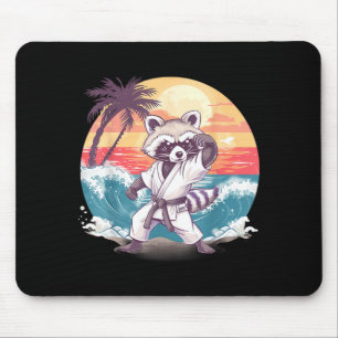 Alfombrilla De Ratón Taekwondo Mapache Kickboxing Animall Jiu-Jitsu